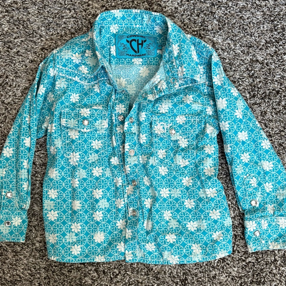 Cody James Kids' Turquoise Patterned Button Down Shirt
